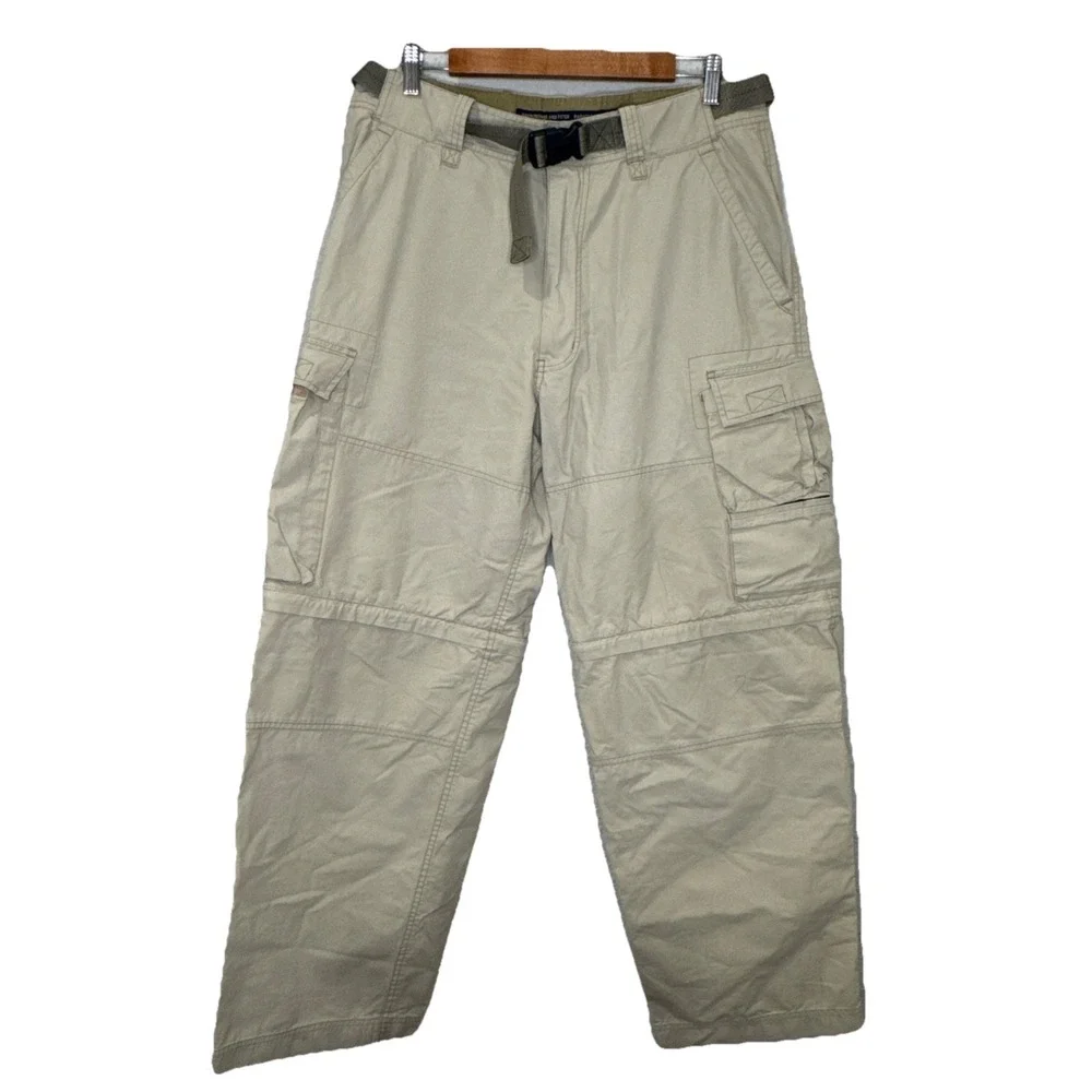 Abercrombie And Fitch VTG Y2K Men's Beige Paratroops Belted Cargo Pants Size M